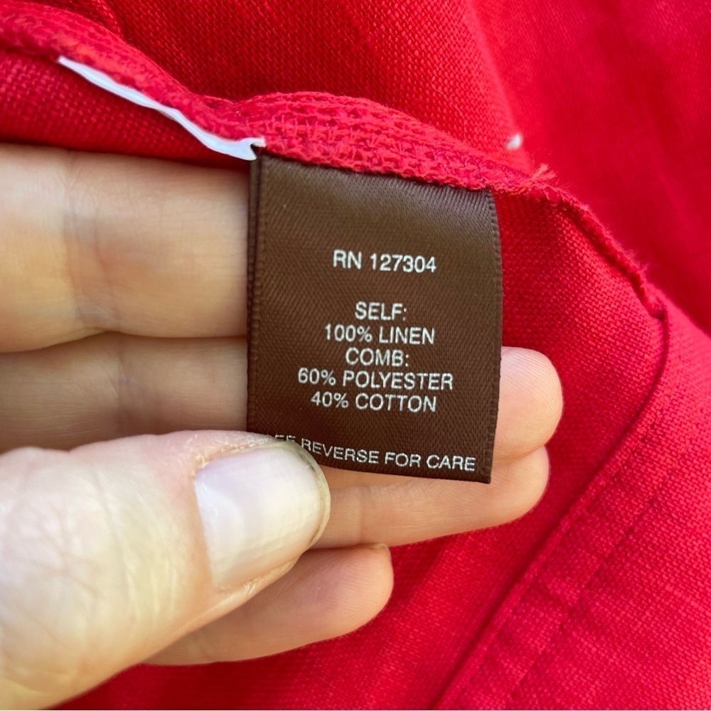 MULTIPLES Women’s Red Linen Open Front Lightweight Jacket Blazer Size Small - Picture 10 of 12